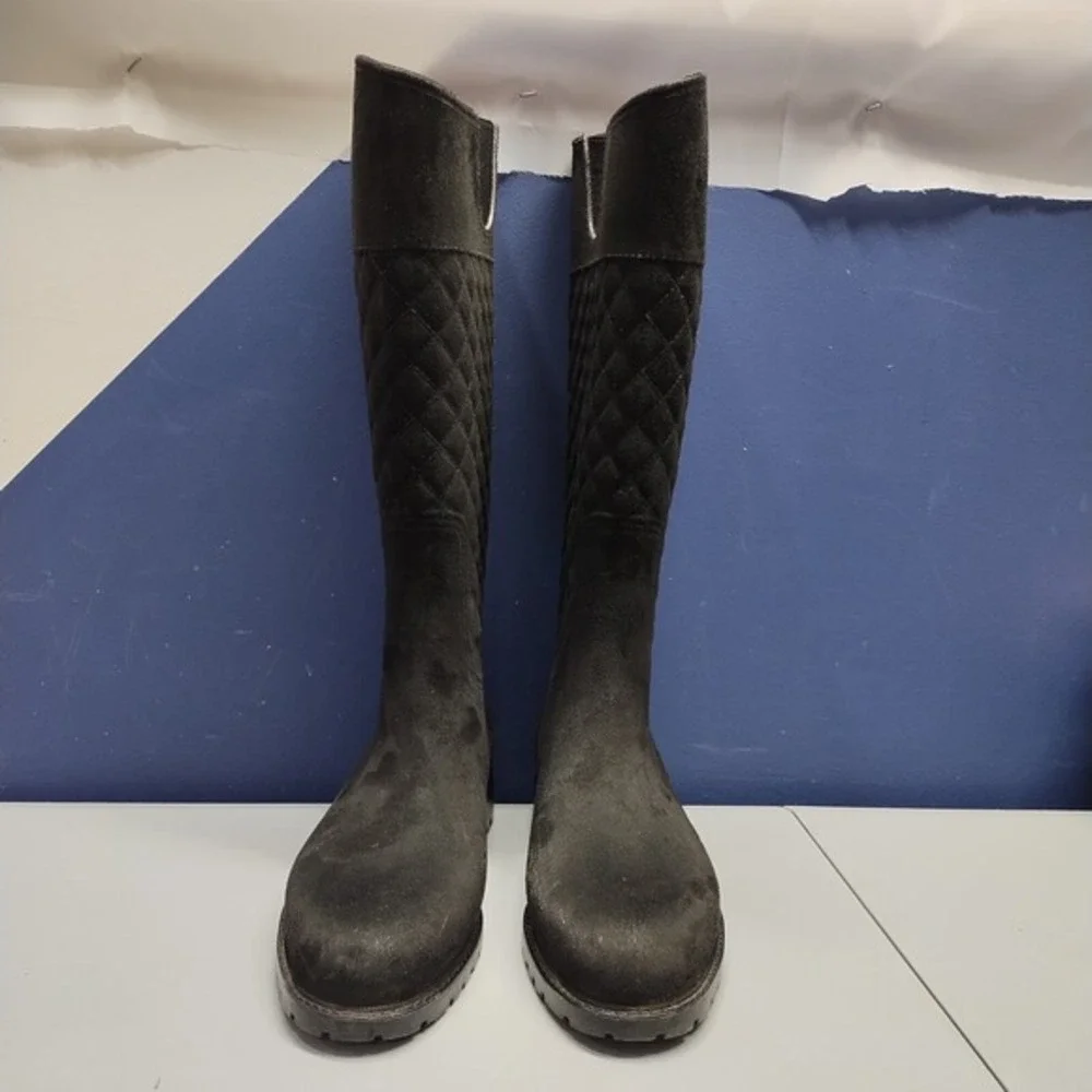 Tommy Hilfiger Babette Tall Rain Boots Womens US Size 9M Black‎ Quilted Pull On